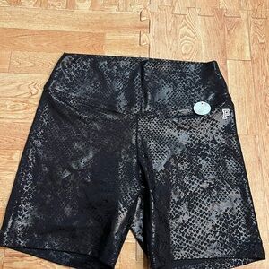 PINK by Victoria’s Secret Black Snakeskin Bike Shorts | High Rise
